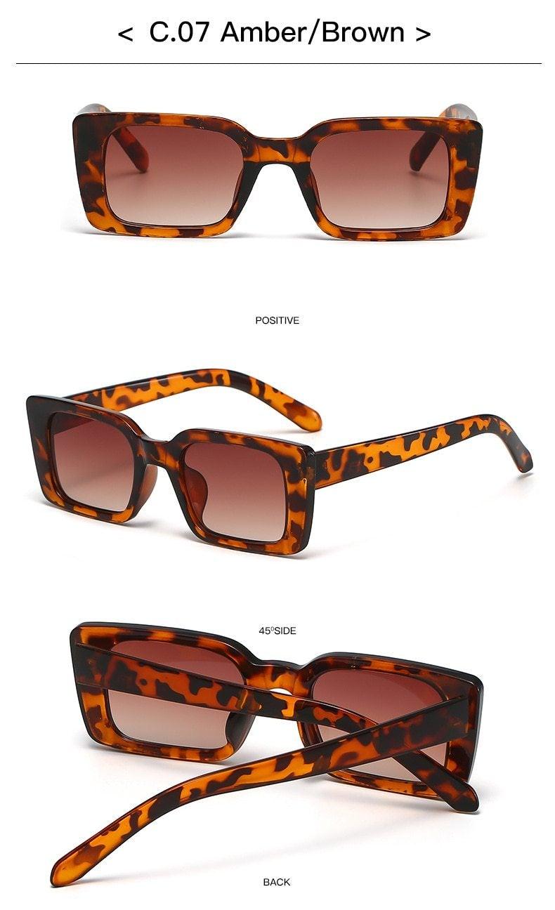 Stevvex Classic Rectangle Thick Frame Sunglasses – UV400 Retro