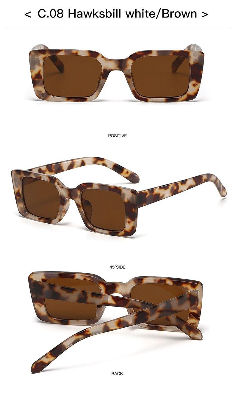 Stevvex Classic Rectangle Thick Frame Sunglasses – UV400 Retro