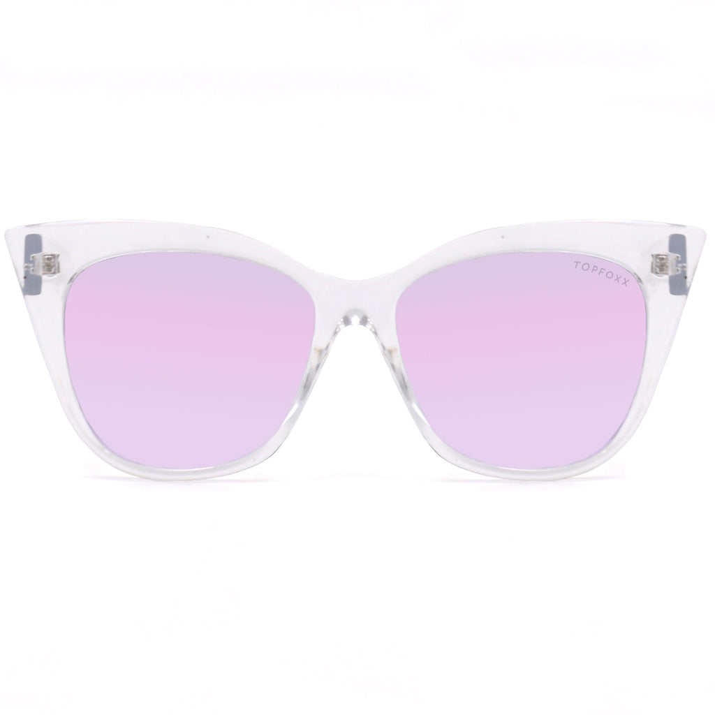 TopFoxx Venice Cateye Clear Purple Sunglasses