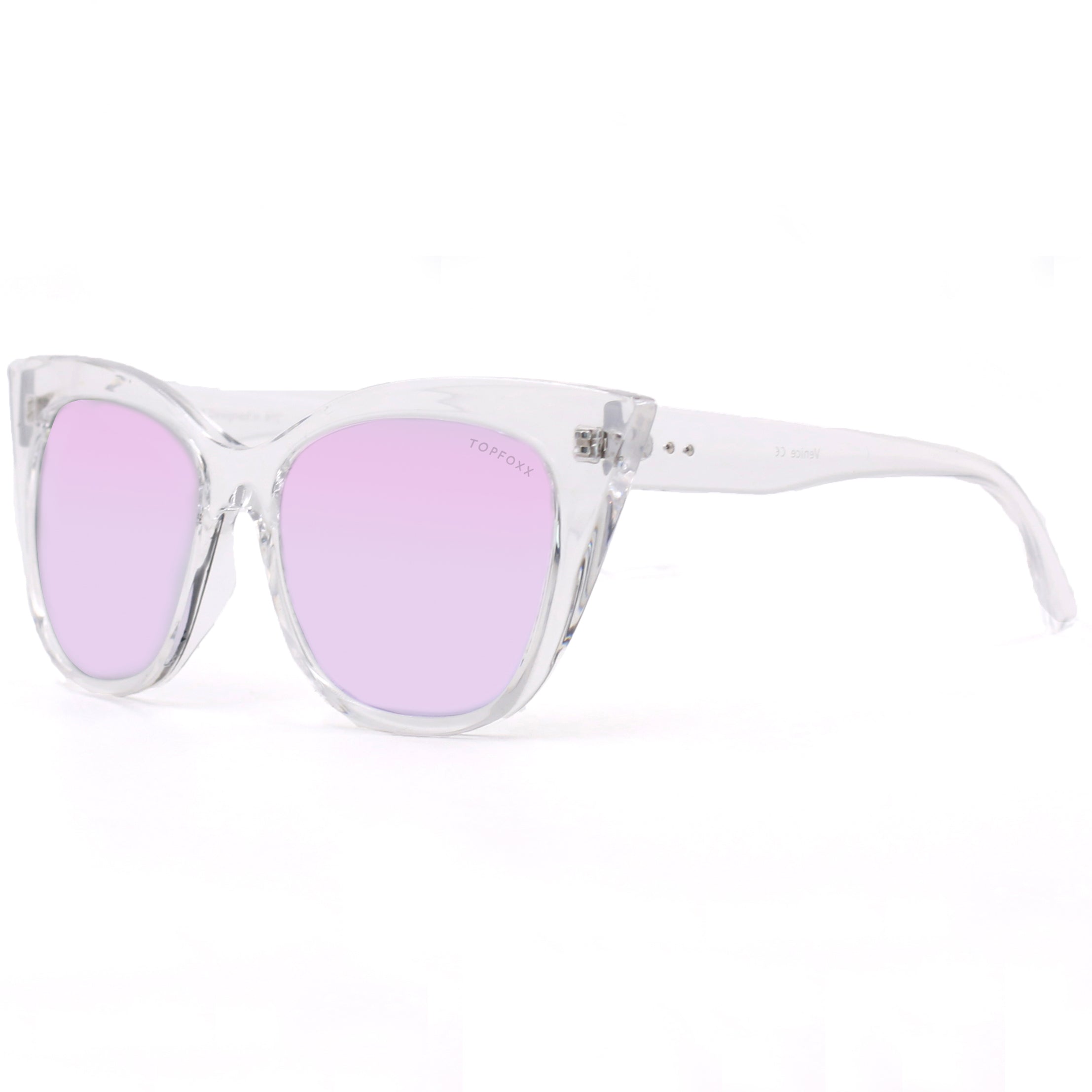 TopFoxx Sustainable Venice Clear Purple Aviator Sunglasses