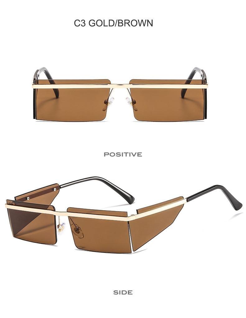 Stevvex Frameless Rectangle Sunglasses – Candy Color UV400
