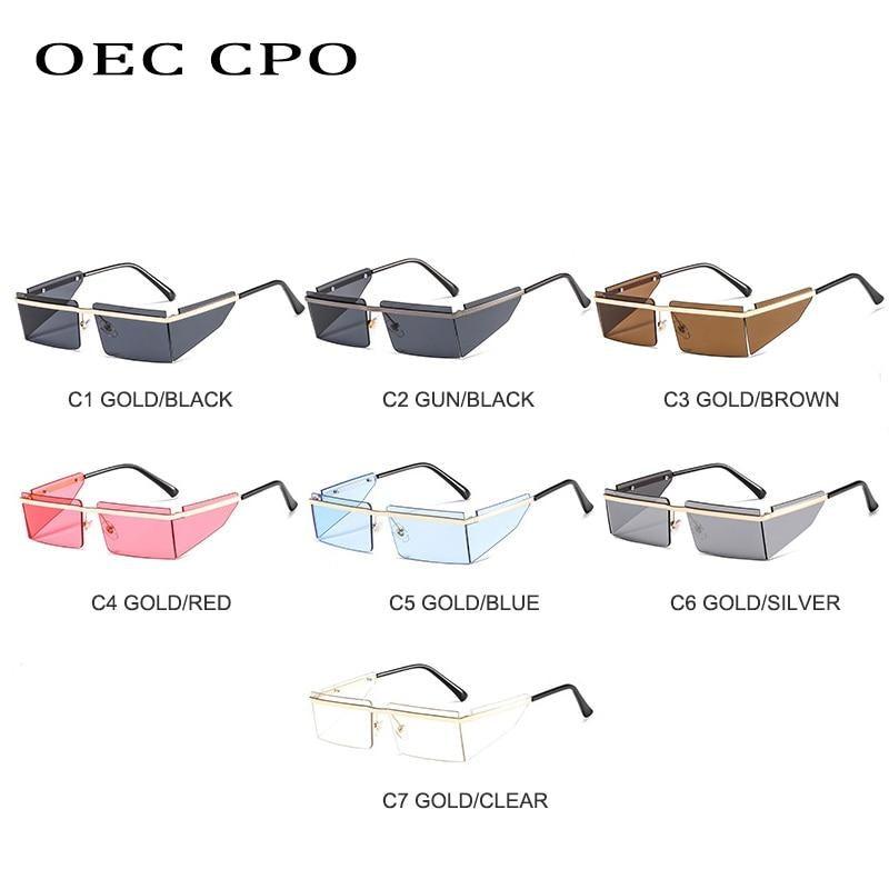 Stevvex Frameless Rectangle Sunglasses – Candy Color UV400