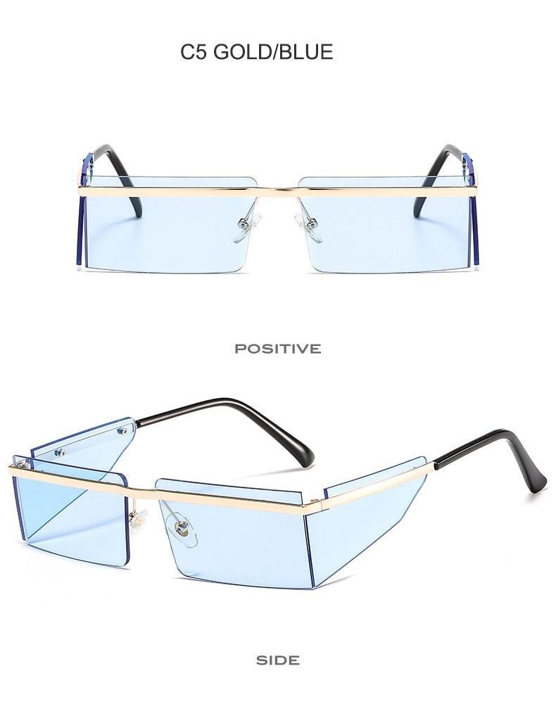 Stevvex Frameless Rectangle Sunglasses – Candy Color UV400