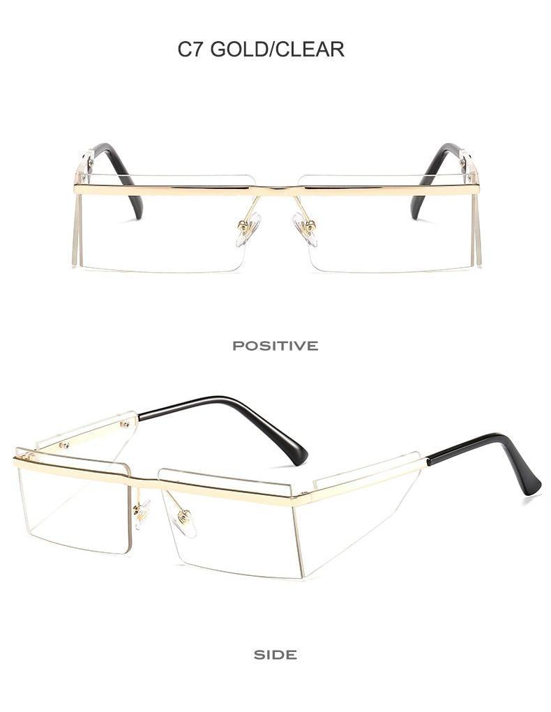 Stevvex Frameless Rectangle Sunglasses – Candy Color UV400