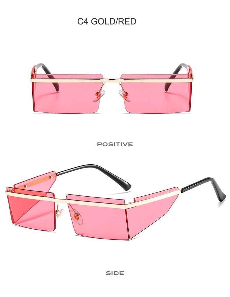 Stevvex Frameless Rectangle Sunglasses – Candy Color UV400
