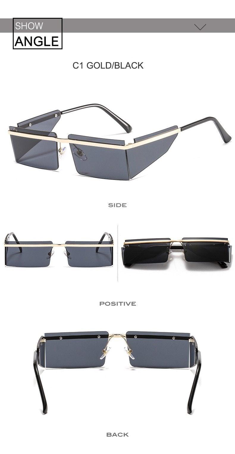 Stevvex Frameless Rectangle Sunglasses – Candy Color UV400