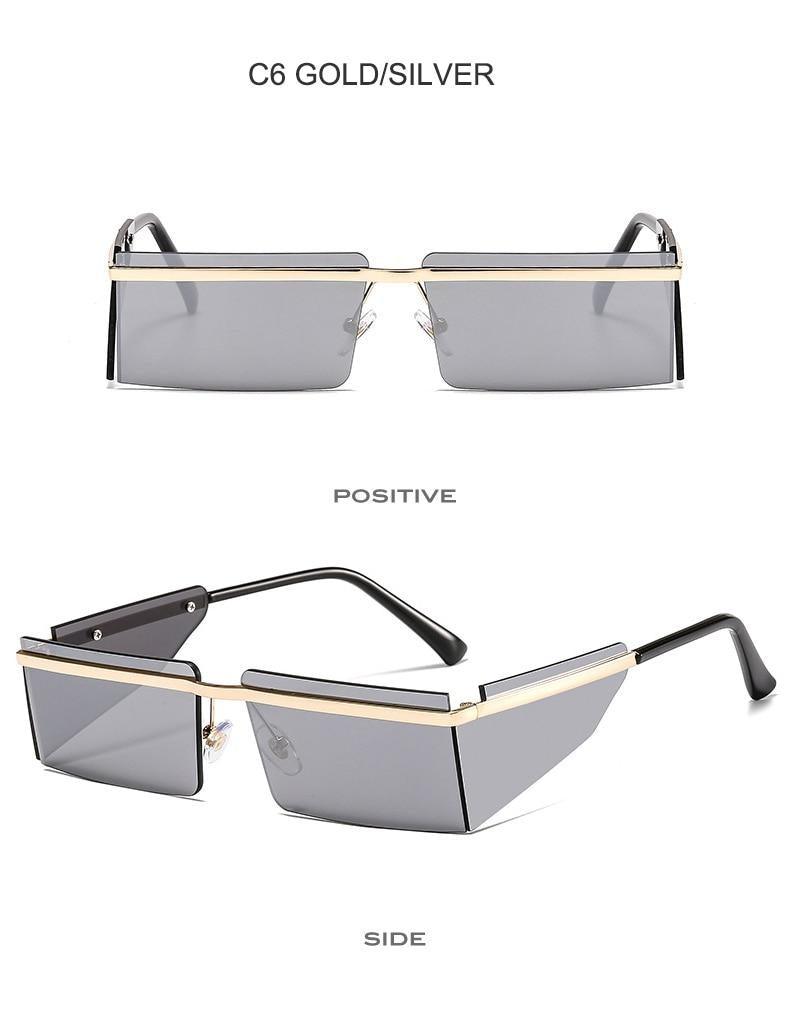Stevvex Frameless Rectangle Sunglasses – Candy Color UV400