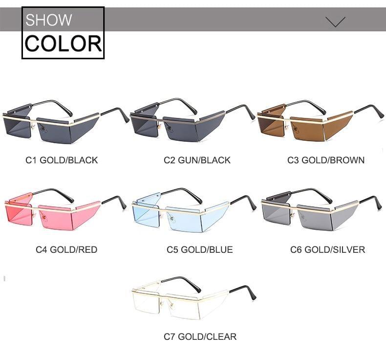 Stevvex Frameless Rectangle Sunglasses – Candy Color UV400