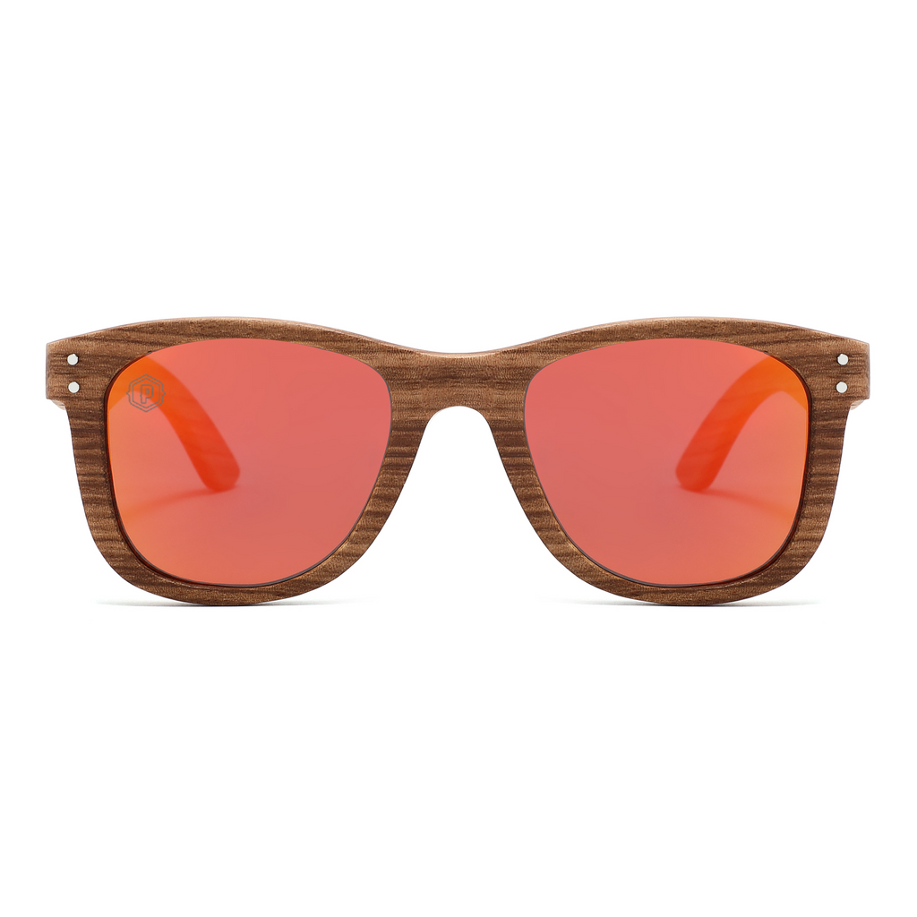 Papago Ruby Dunes handmade recycled wooden sunglasses with dark lenses, showcasing natural wood grain and stylish design.