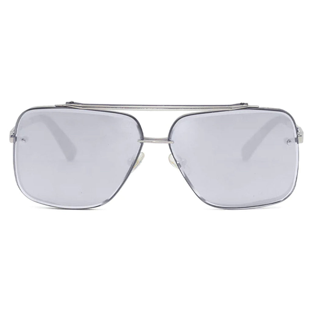 TopFoxx Bella Chrome Silver Oversized Square Aviator Sunglasses
