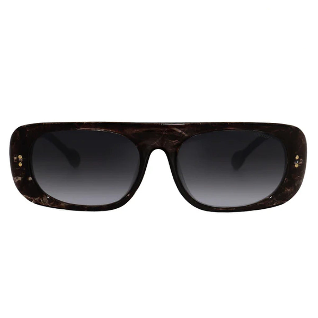 TopFoxx Claim It Black Tortoise Rectangular Wrap Sunglasses