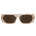 TopFoxx Claim It Clear Brown Rectangular Wrap Sunglasses