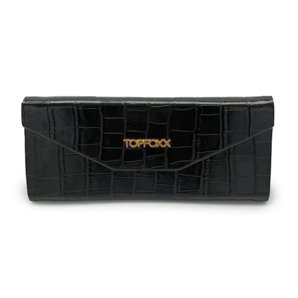TopFoxx Black Faux Crocodile Hard Sunglasses Case — Classic Texture, Maximum Protection