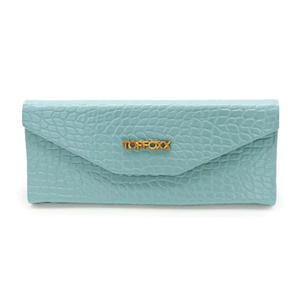 TopFoxx Turquoise Faux Crocodile Hard Sunglasses Case — Structured Protection