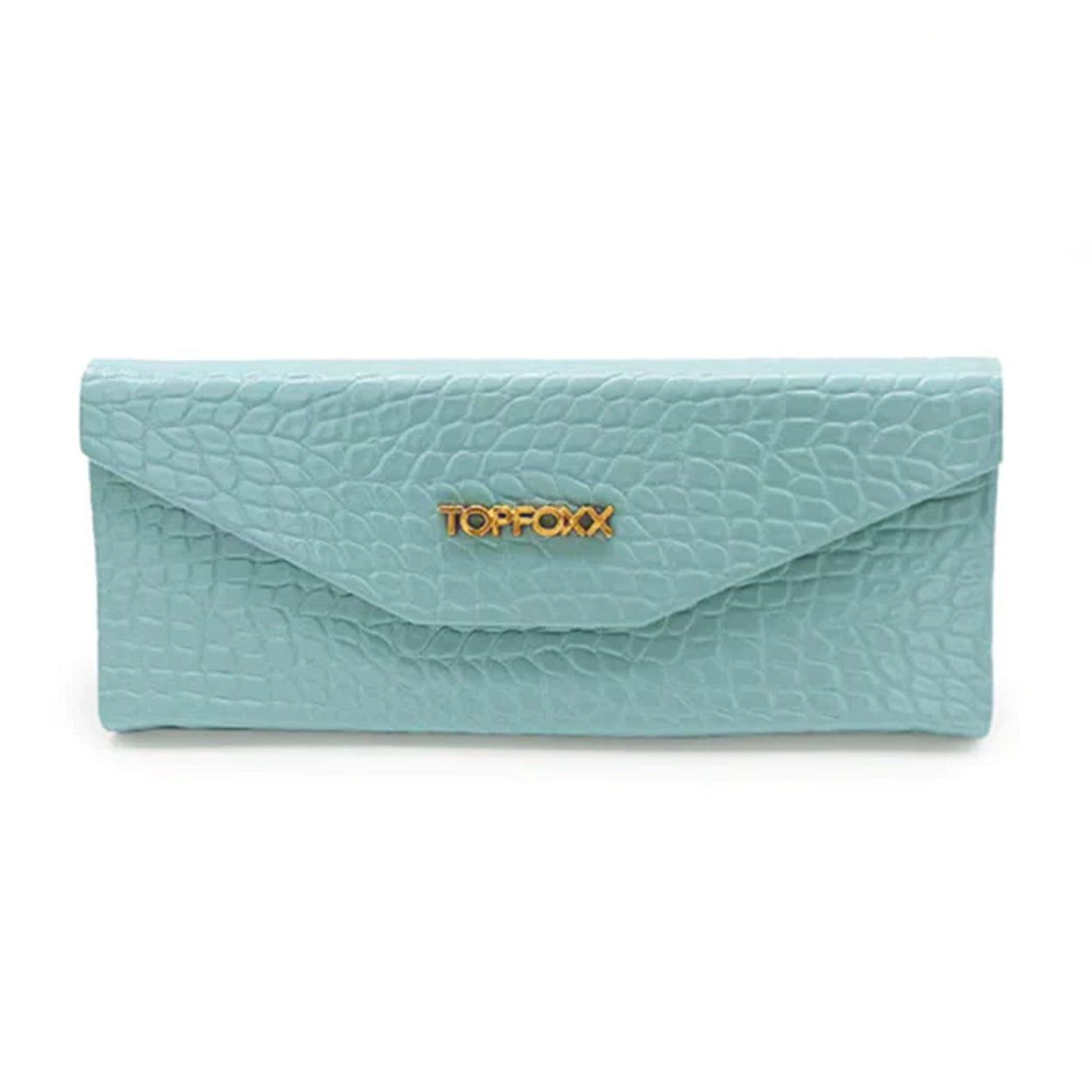 TopFoxx Turquoise Faux Crocodile Hard Sunglasses Case — Structured Protection