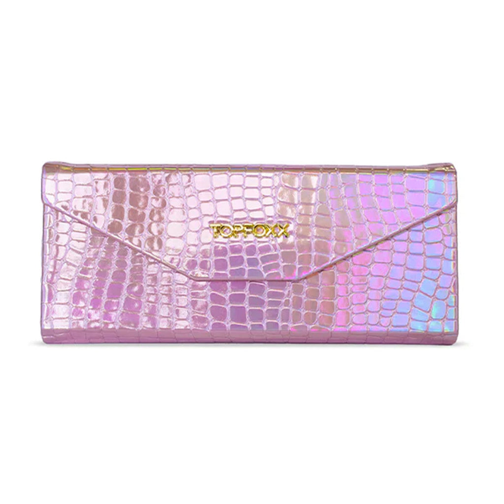 TopFoxx Pink Foldable Holographic Sunglasses Case — Iridescent & Portable