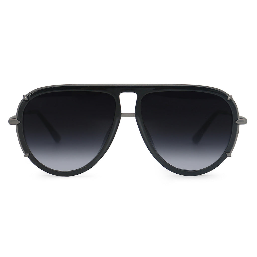 TopFoxx Ivy Luxe Black Tangle-Free Round Aviator Sunglasses