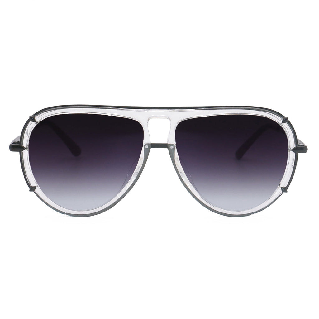TopFoxx Ivy Luxe Clear Black Tangle-Free Round Aviator Sunglasses
