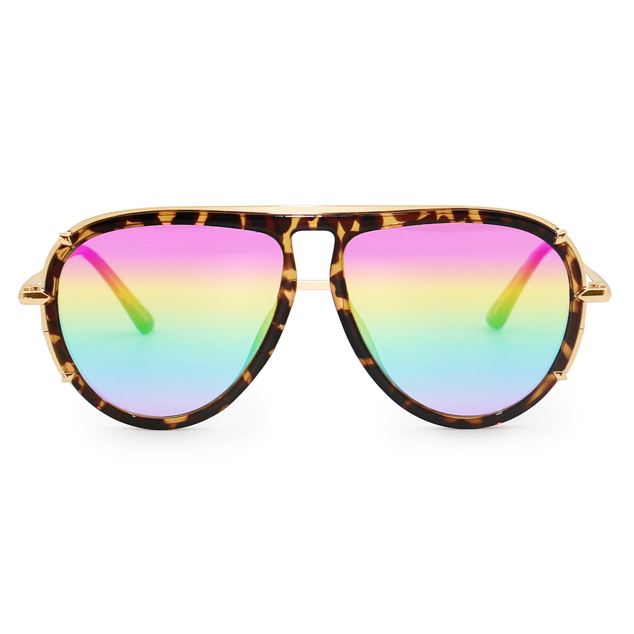 TopFoxx Ivy Luxe Pride Tangle-Free Round Aviator Sunglasses