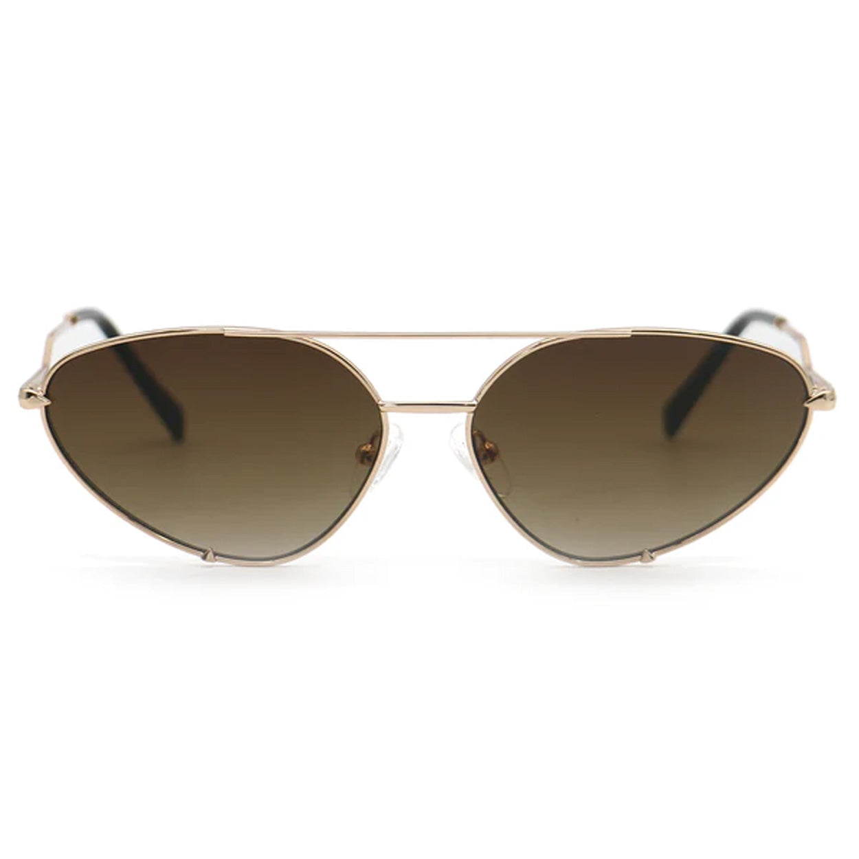 TopFoxx Lucky Star Faded Brown & Gold Cat Eye Aviator Sunglasses