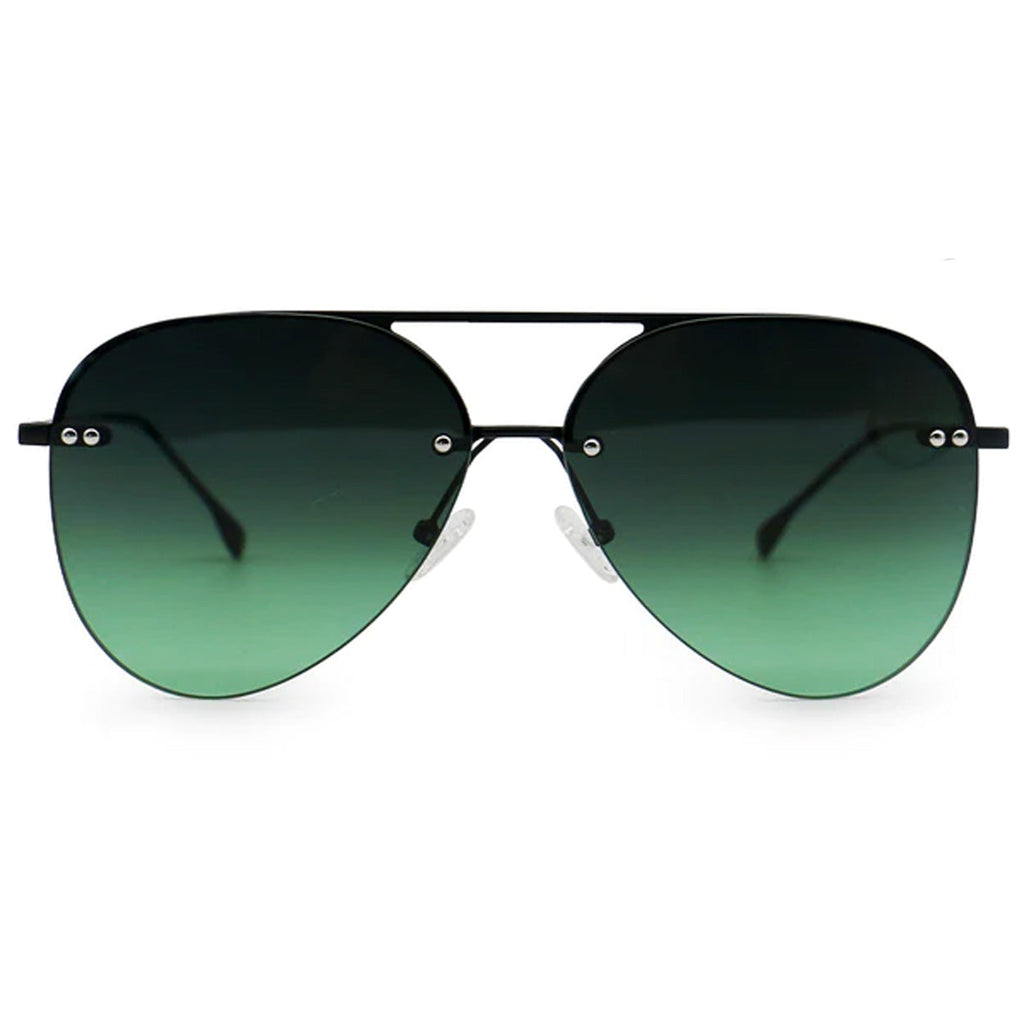 TopFoxx Smaller Megan 2 Dark Green Metal Aviator Sunglasses