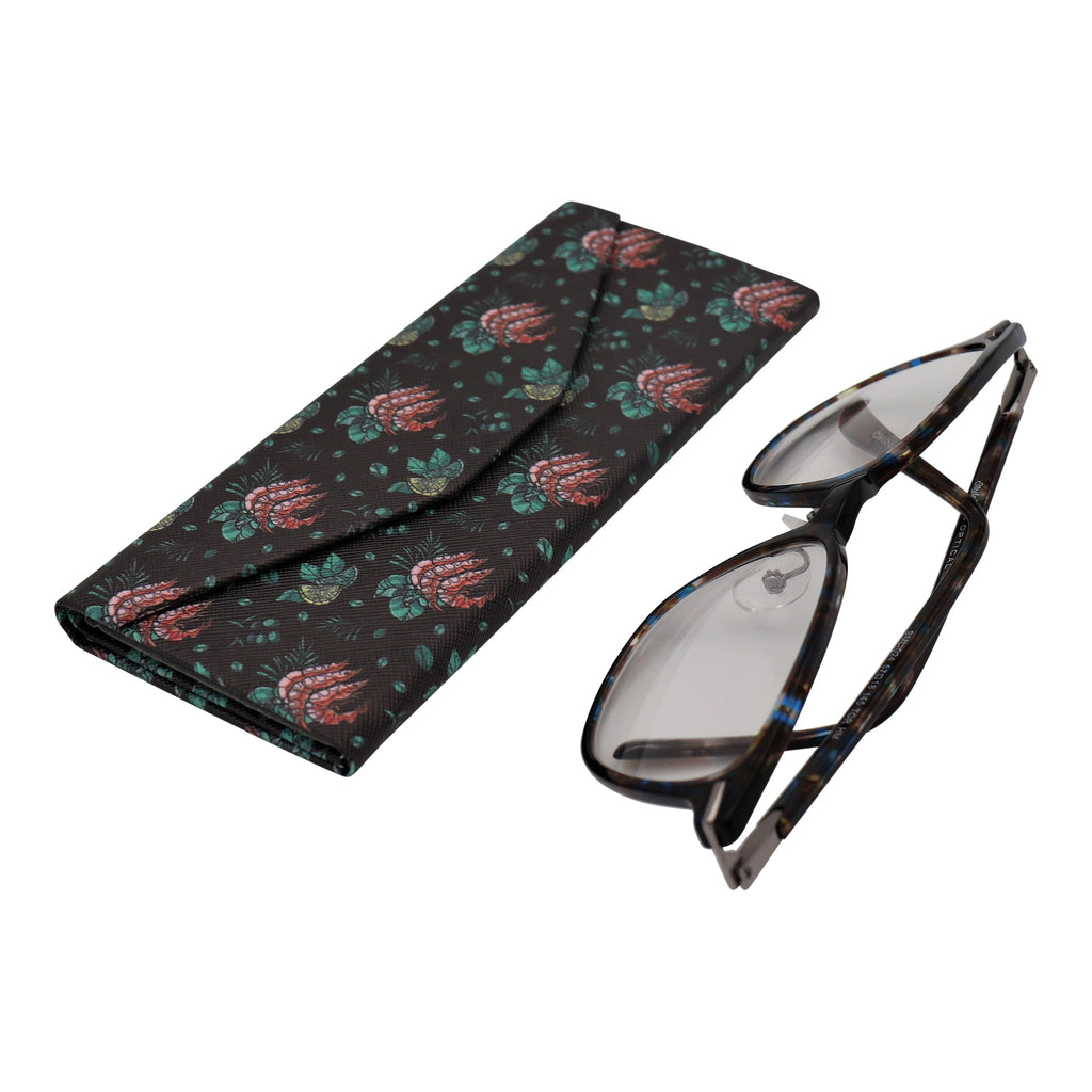Shrimp Print Vegan Leather Glasses Case