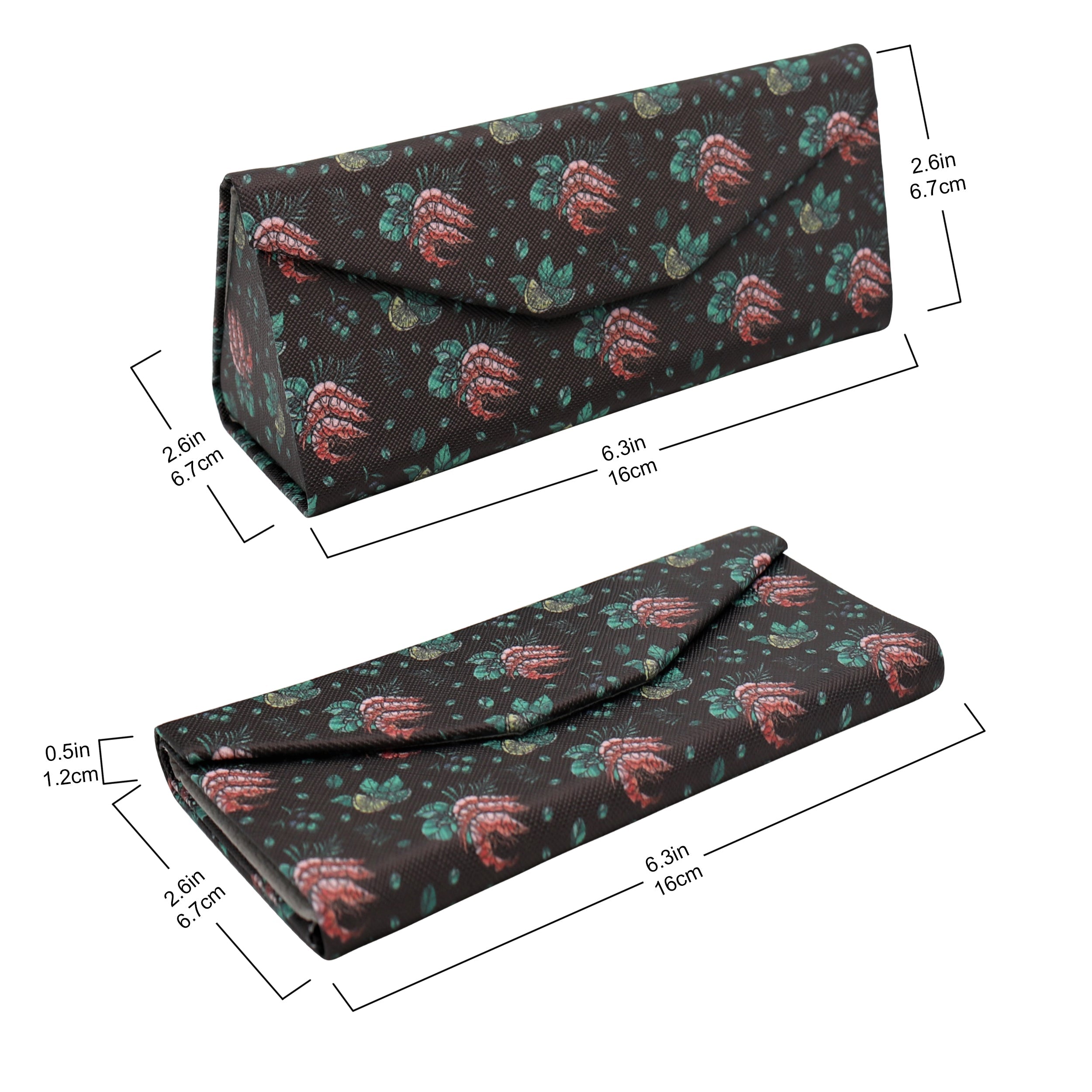 Shrimp Print Vegan Leather Glasses Case