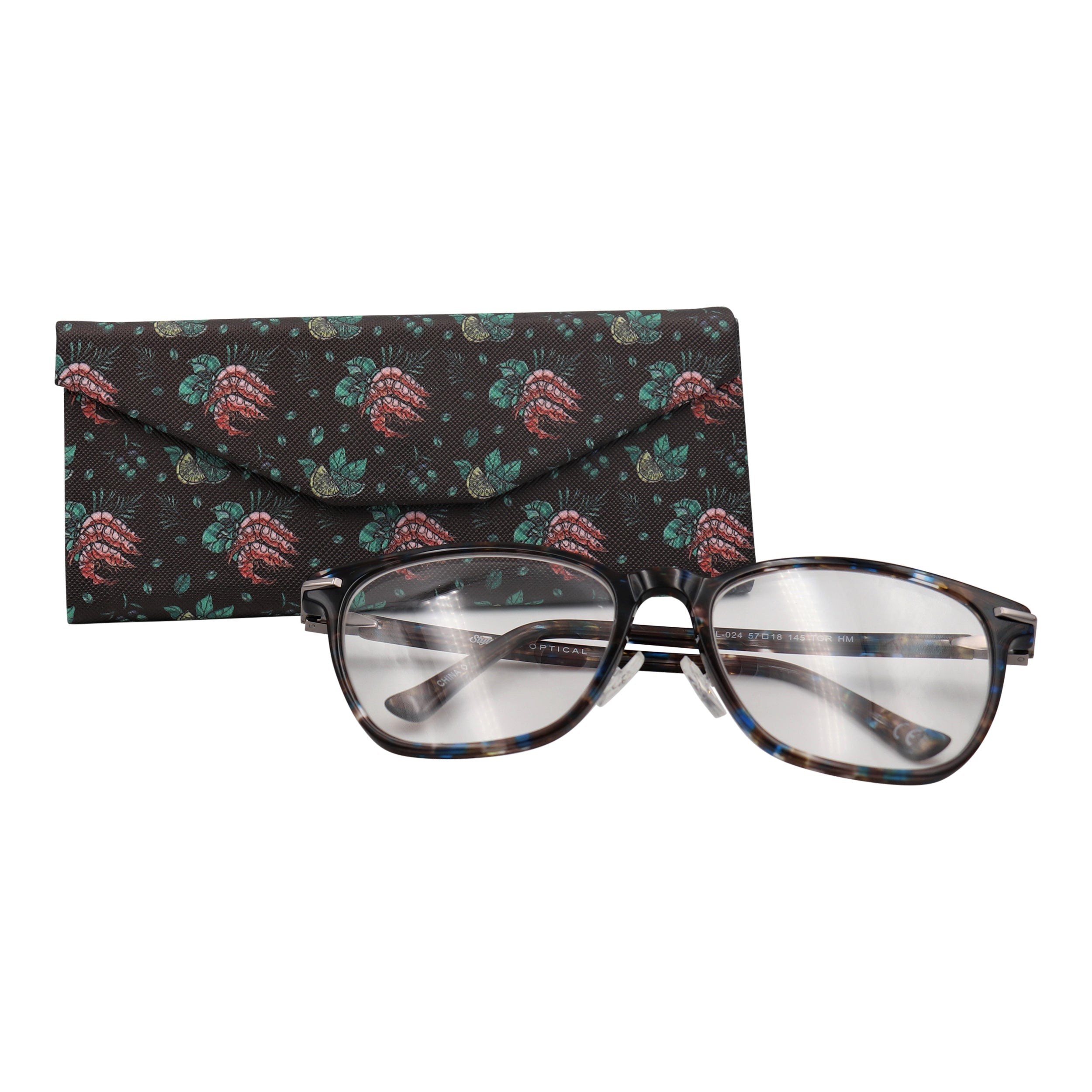 Shrimp Print Vegan Leather Glasses Case