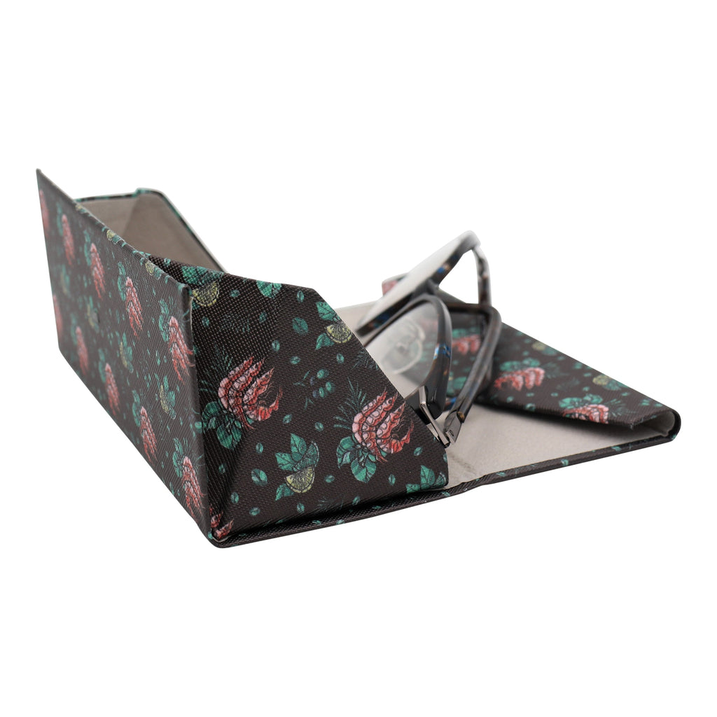 Shrimp Print Vegan Leather Glasses Case