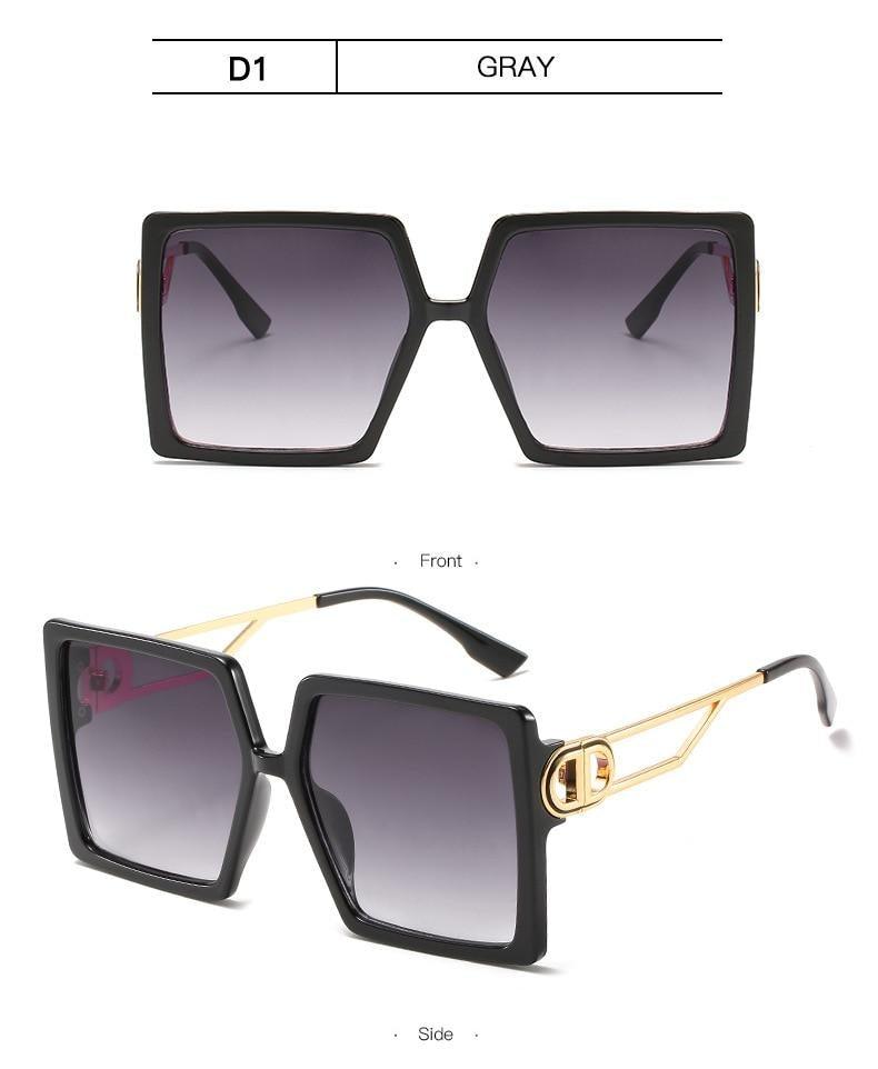 Stevvex Oversized Square Flat Top Sunglasses – UV400 Acrylic