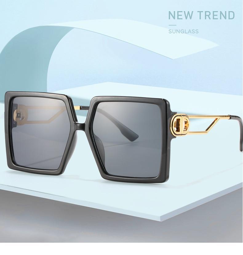 Stevvex Oversized Square Flat Top Sunglasses – UV400 Acrylic