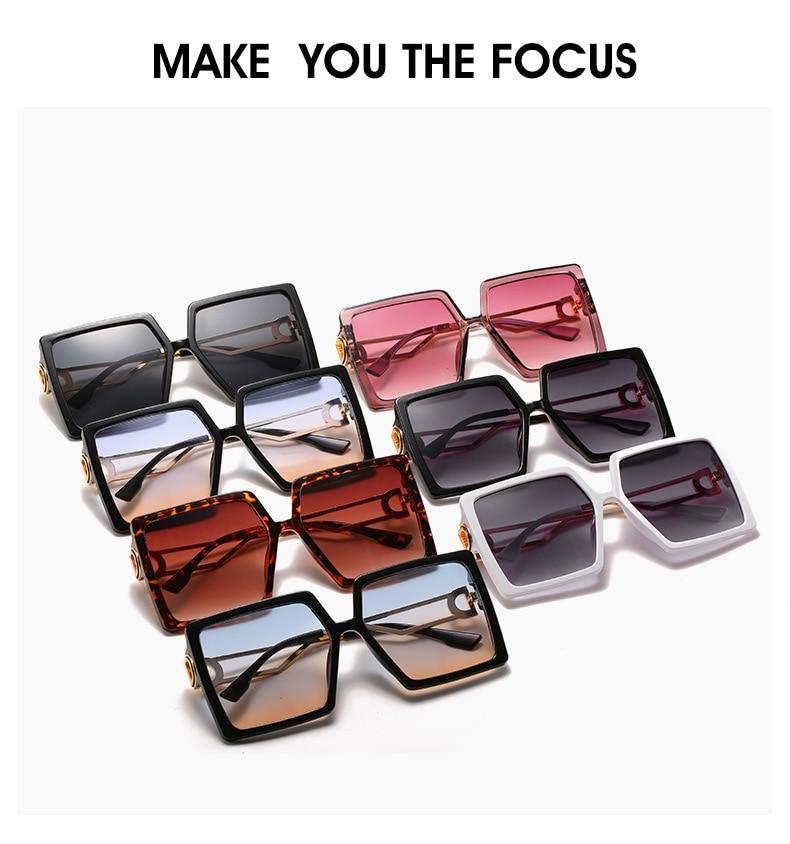 Stevvex Oversized Square Flat Top Sunglasses – UV400 Acrylic