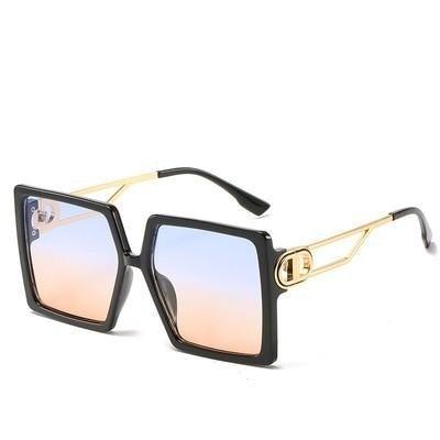 Stevvex Oversized Square Flat Top Sunglasses – UV400 Acrylic