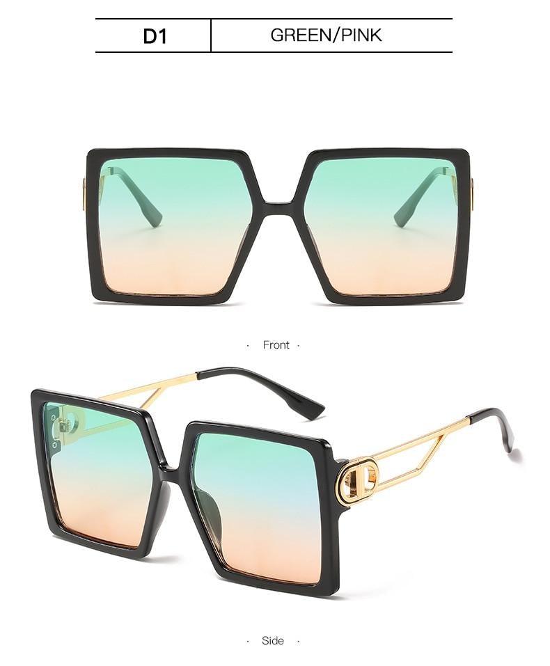 Stevvex Oversized Square Flat Top Sunglasses – UV400 Acrylic