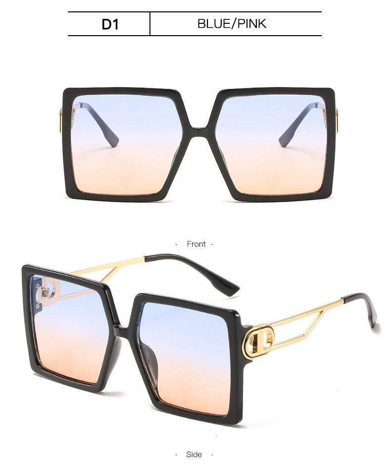 Stevvex Oversized Square Flat Top Sunglasses – UV400 Acrylic