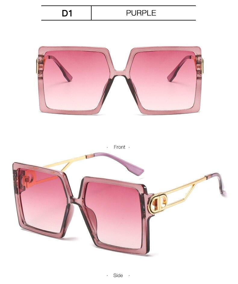 Stevvex Oversized Square Flat Top Sunglasses – UV400 Acrylic