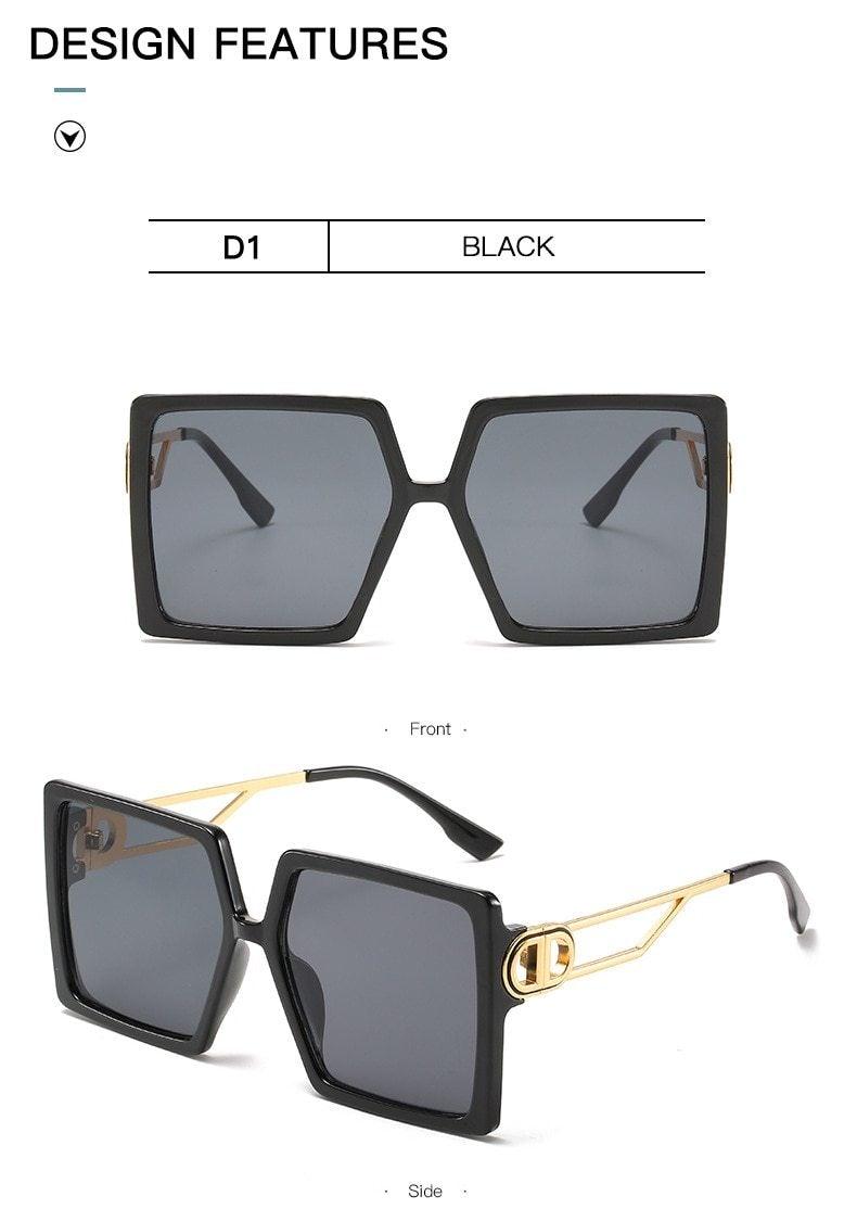 Stevvex Oversized Square Flat Top Sunglasses – UV400 Acrylic