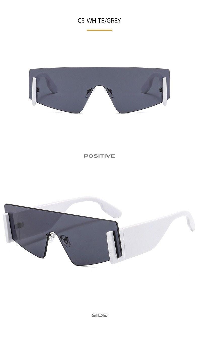 Stevvex Oversized Rimless Flat Top Square Sunglasses – UV400