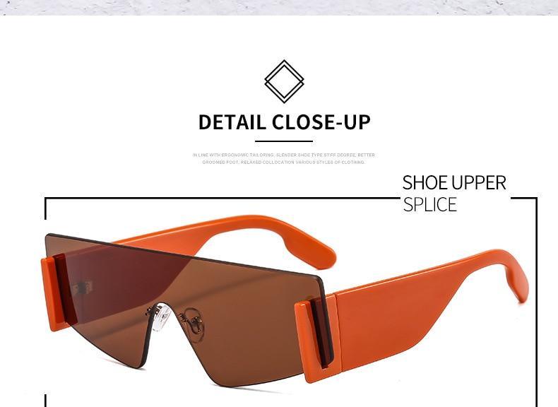 Stevvex Oversized Rimless Flat Top Square Sunglasses – UV400