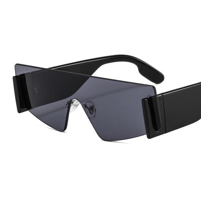 Stevvex Oversized Rimless Flat Top Square Sunglasses – UV400