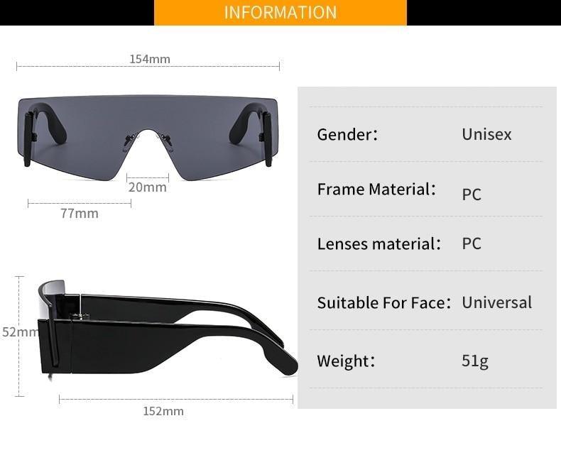 Stevvex Oversized Rimless Flat Top Square Sunglasses – UV400