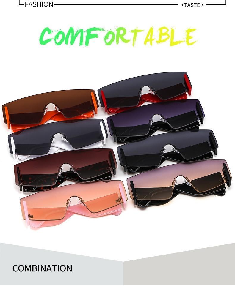 Stevvex Oversized Rimless Flat Top Square Sunglasses – UV400