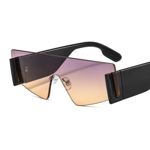 Stevvex Oversized Rimless Flat Top Square Sunglasses – UV400