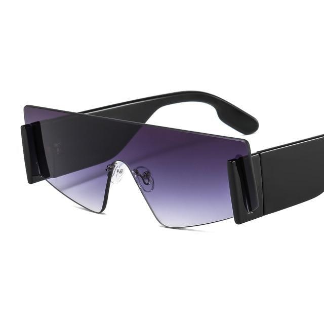 Stevvex Oversized Rimless Flat Top Square Sunglasses – UV400