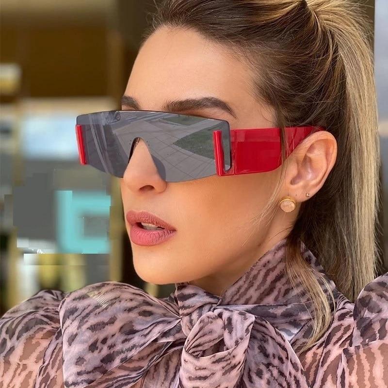 Stevvex Oversized Rimless Flat Top Square Sunglasses – UV400