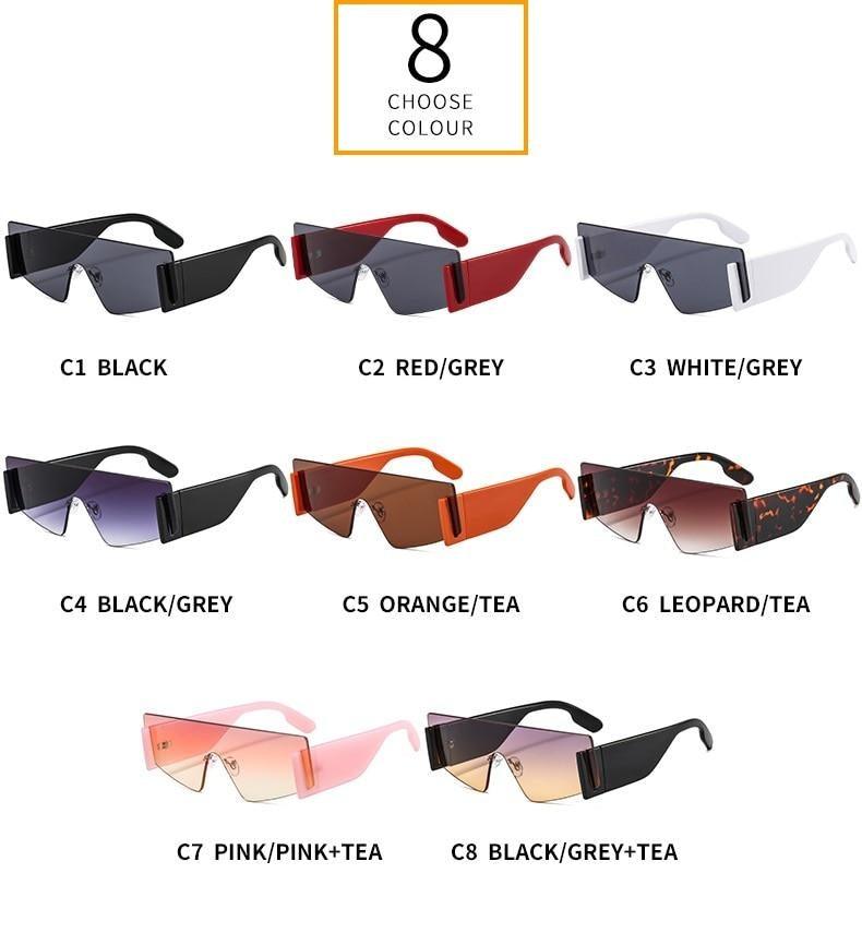 Stevvex Oversized Rimless Flat Top Square Sunglasses – UV400