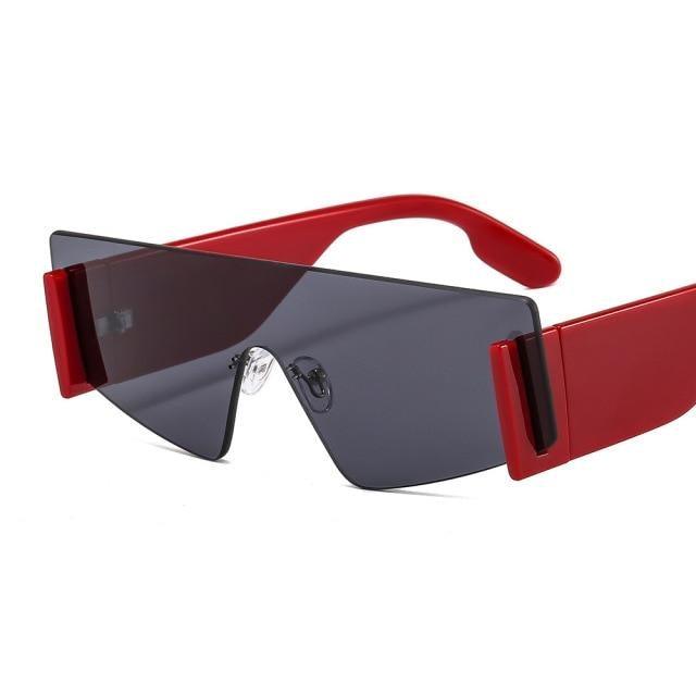 Stevvex Oversized Rimless Flat Top Square Sunglasses – UV400