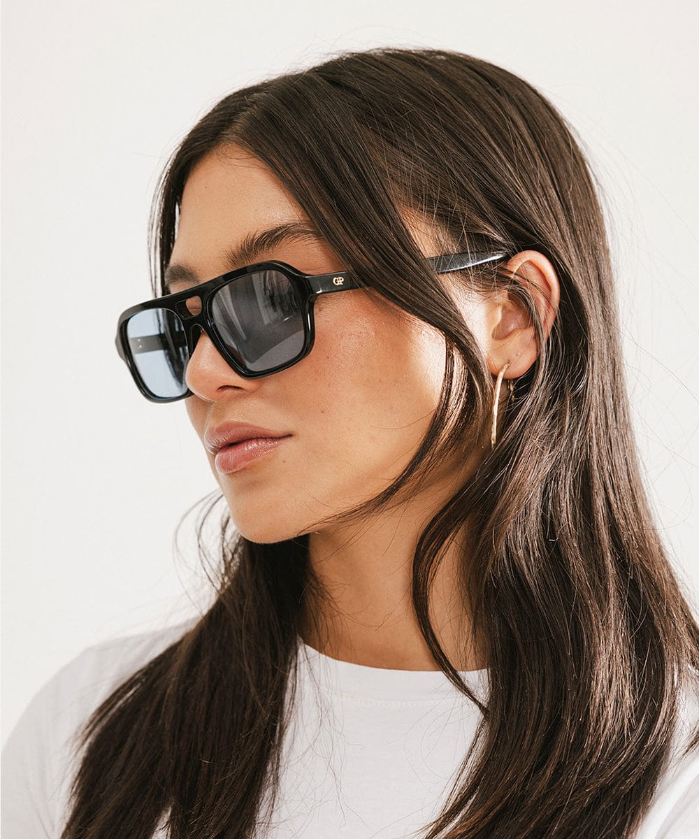 GIGI PIP Beau Aviator Sunglasses with metal frames and dark tinted lenses, stylish eyewear for sun protection.