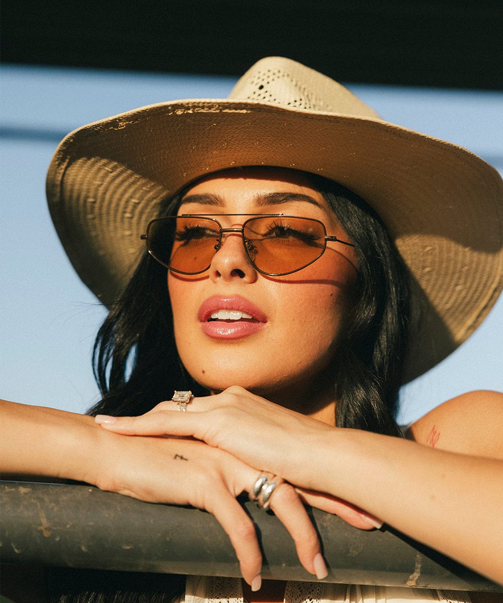 GIGI PIP Sienna Aviator Sunglasses with brown frames and tinted lenses, stylish and protective eyewear for sunny days