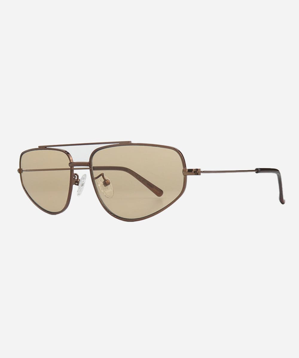 Brown Sienna aviator sunglasses by GIGI PIP with metal frames and polarized lenses, displayed on a neutral background.